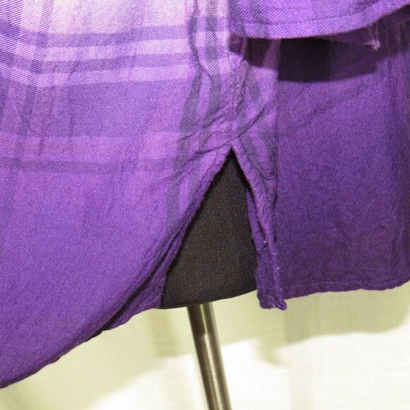 Catherines Purple Plaid Button Up Collared Shirt Plus Size 3X PETITE - Picture 3 of 8
